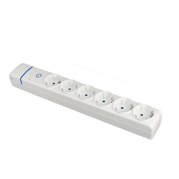 Base múltiple de 6 tomas 2P+T, 16A 250V sin cable con interruptor serie Ion SOLERA 8006PIL