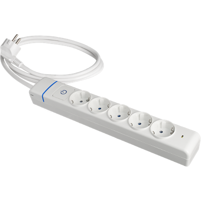 Base múltiple de 5 tomas 2P+T, 16A 250V interruptor 1,5m Ion con limitador SOLERA 51ILS