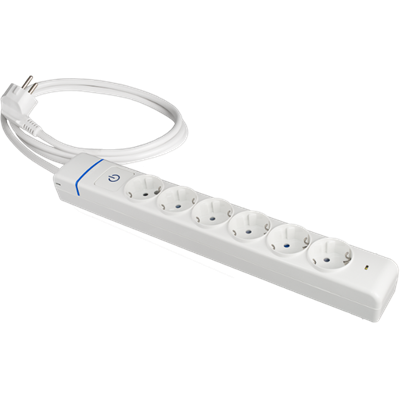 Base múltiple de 6 tomas 2P+T, 16A 250V interruptor 1,5m Ion con limitador SOLERA 61ILS
