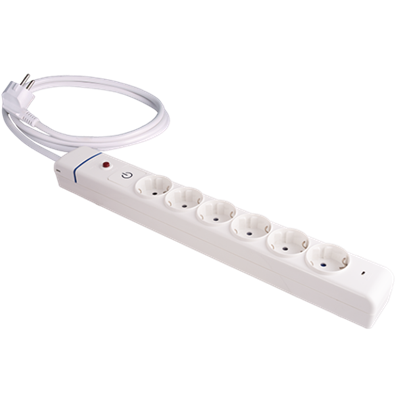 Base múltiple de 6 tomas 2P+T, 16A 250V interruptor 1,5m Ion con protección SOLERA 61ILSO