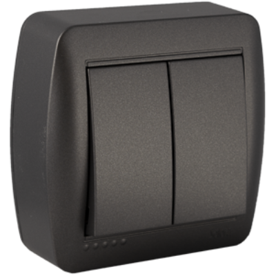 Doble conmutador 10AX 250V de superficie serie Mural SOLERA MUR12NGU Grafito