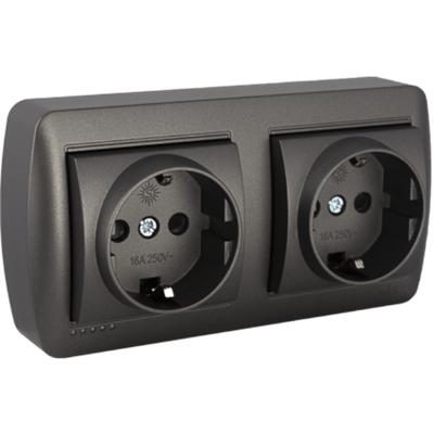 Doble Base fija 2P+T 16A 250V de superficie serie Mural SOLERA MUR66NGU Grafito