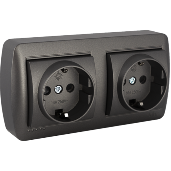 Doble Base fija 2P+T 16A 250V de superficie serie Mural SOLERA MUR66NGU Grafito