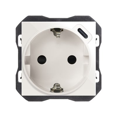 Base de enchufe Simon 20001432-090 2p+TT 16A + USB C Simon 270 Blanco 2 modulos