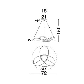 Lampara Led colgante suspension NOVA LUCE FUSION NL-1701101002 Oro