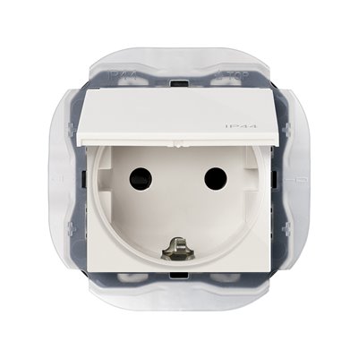 Base enchufe schuko 20000492-090 emb tornillo IP44 Simon 270 Blanco brillo