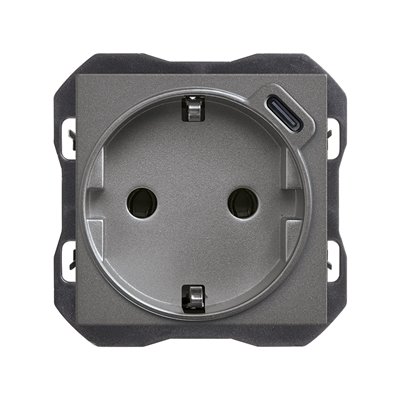 Base de enchufe 20001432-096 2p+TT 16A + USB C Simon 270 Titanio 2 modulos