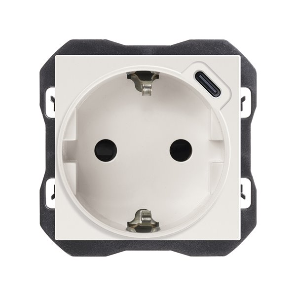 Base de enchufe 20001432-190 2p+TT 16A + USB C Simon 270 Blanco mate 2 modulos
