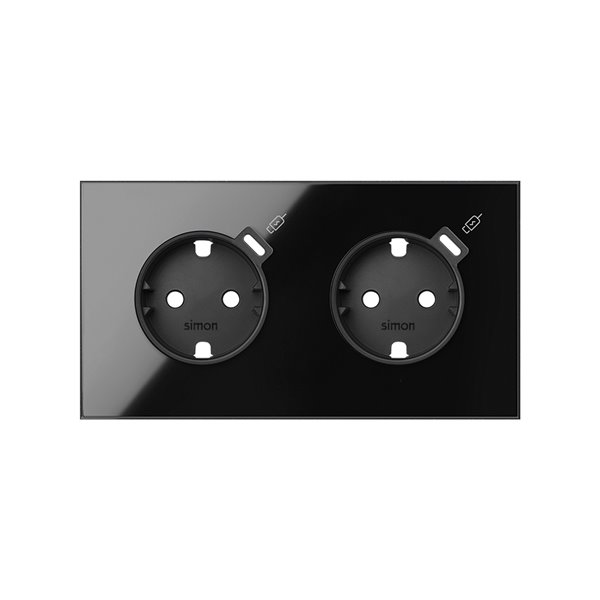 Kit frontal 2 elementos 2 base + 2 USB C SIMON 10020248-138 Simon 100 Negro brillo