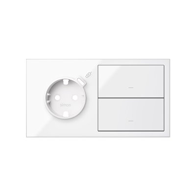 Kit frontal 2 elementos 1 base+USB C  2 teclas 10020249-130 SIMON 100 Blanco brillo