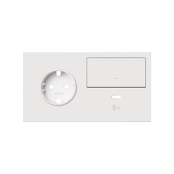 Kit frontal 2 elementos 1 base+USB C + tecla 10020254-230 SIMON 100 Blanco mate