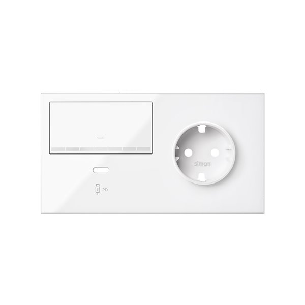 Kit frontal 2 elementos 1 base+USB C + tecla regulable 10020257-130 SIMON 100 Blanco brillo