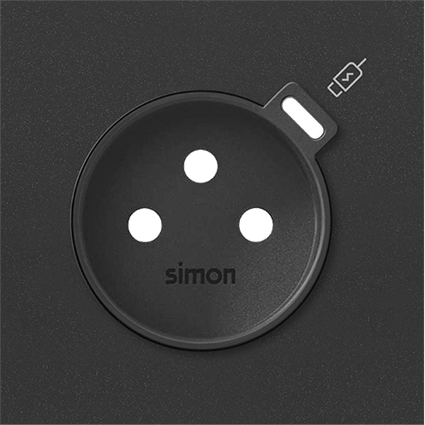Tapa enchufe francesa + USB C SIMON 100 10000169-238 Negro mate