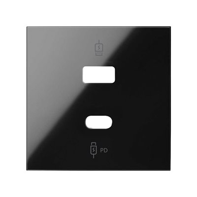Tapa cargador USB C+A carga rápida SIMON 100 10001296-138 Negro brillo