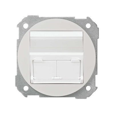 Placa doble de voz y datos RJ45 con guardapolvo SIMON 88086-30 Simon 88 Blanco