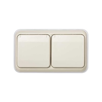 Marco doble con tapa articulada para 2 elementos SIMON AQUA 44529-38 Marfil