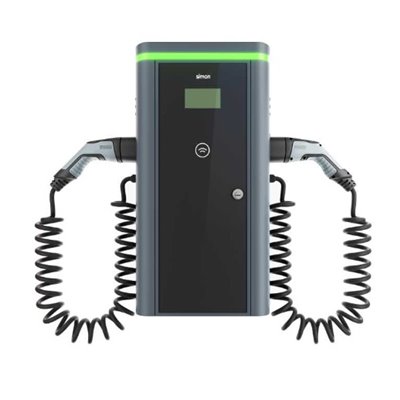 Punto recarga pared 2 cables espiral 4m T2 Monofásico 7,4 kW - Max. 14,8 kW SIMON NEON 0630233-100