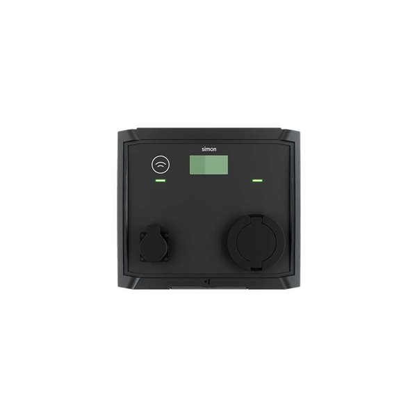 Punto recarga pared toma T2 Monofásico 7,4 kW + Schuko + Módem 4G + Automático y diferencial SIMON SM20 Business 0641341-100