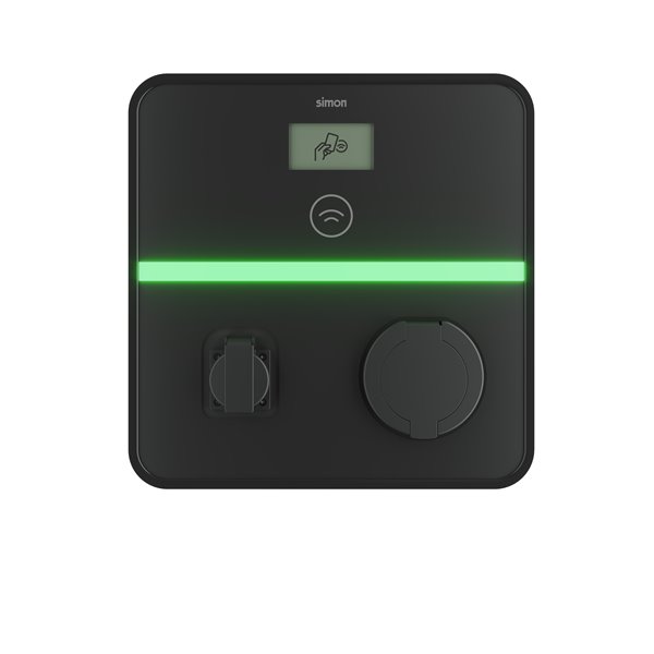 Punto recarga pared toma T2 Monofásico 7,4 kW + Schuko + Automático y diferencial SIMON XENON 0660341-100