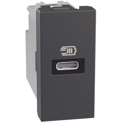 Cargador USB 1 x tipo C 1 módulo BTICINO Light Now YD4192C dark