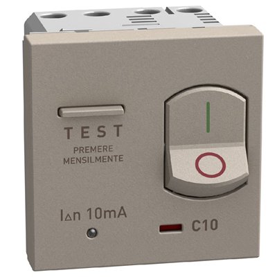 Interruptor magnetotérmico 10A 2 módulos BTICINO Light Now YG4305A10 stone