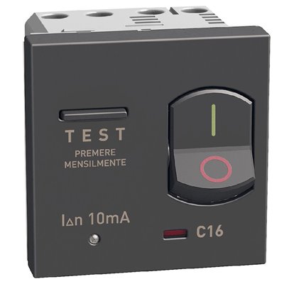 Interruptor magnetotérmico 16A 2 módulos BTICINO Light Now YD4305A16 dark