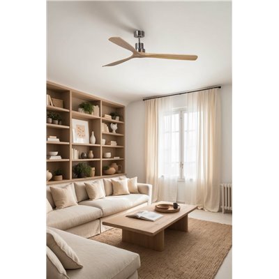 Ventilador SMART Wiz de techo Faro Barcelona 33504DCWW LANTAU XL niquel mate/pino